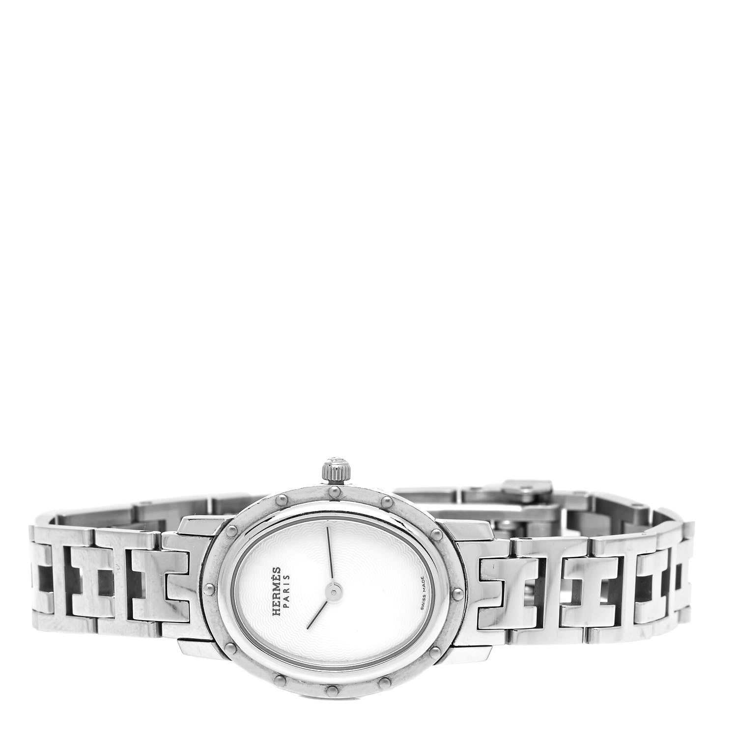 Hermes Stainless Steel 22mm Clipper Oval Quartz Watch 2 of 5