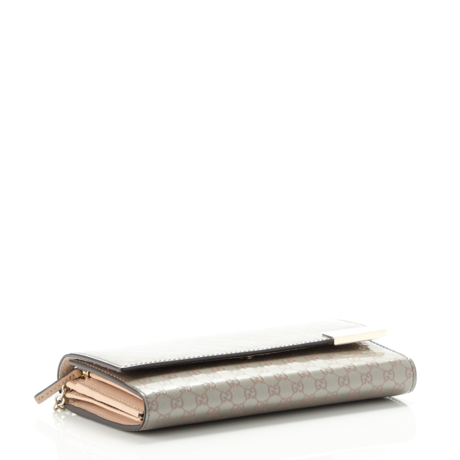 Gucci Patent Microguccissima Dice Chain Wallet Grey Pink 4 of 6
