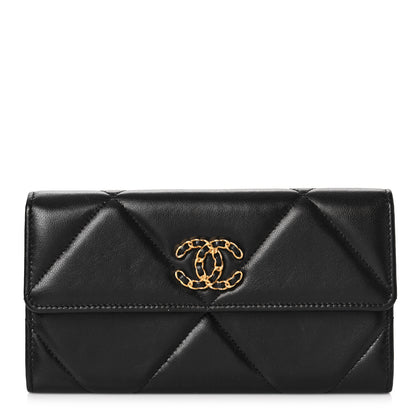 Chanel Lambskin Quilted Chanel 19 Flap Wallet Black 1 of 12