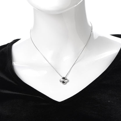 Van Cleef & Arpels 18K White Gold Diamond Guilloche Vintage Alhambra Pendant Necklace 2 of 8