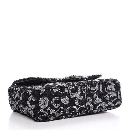 Chanel Painted Tweed Medium Single Flap Black Grey 4 of 7