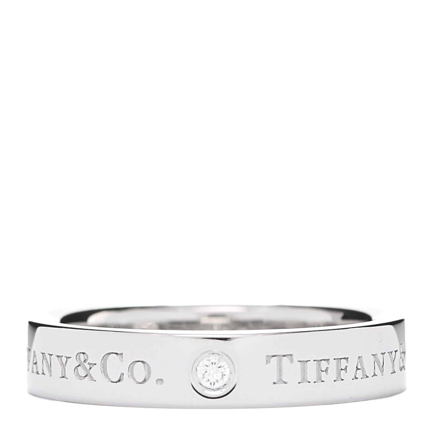 Platinum Diamond Logo Band Ring 51 5.75