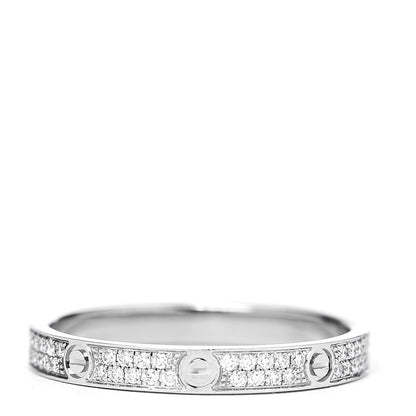 Cartier 18K White Gold Diamond 2.6mm LOVE Paved Band Ring 53 6.25 2 of 6