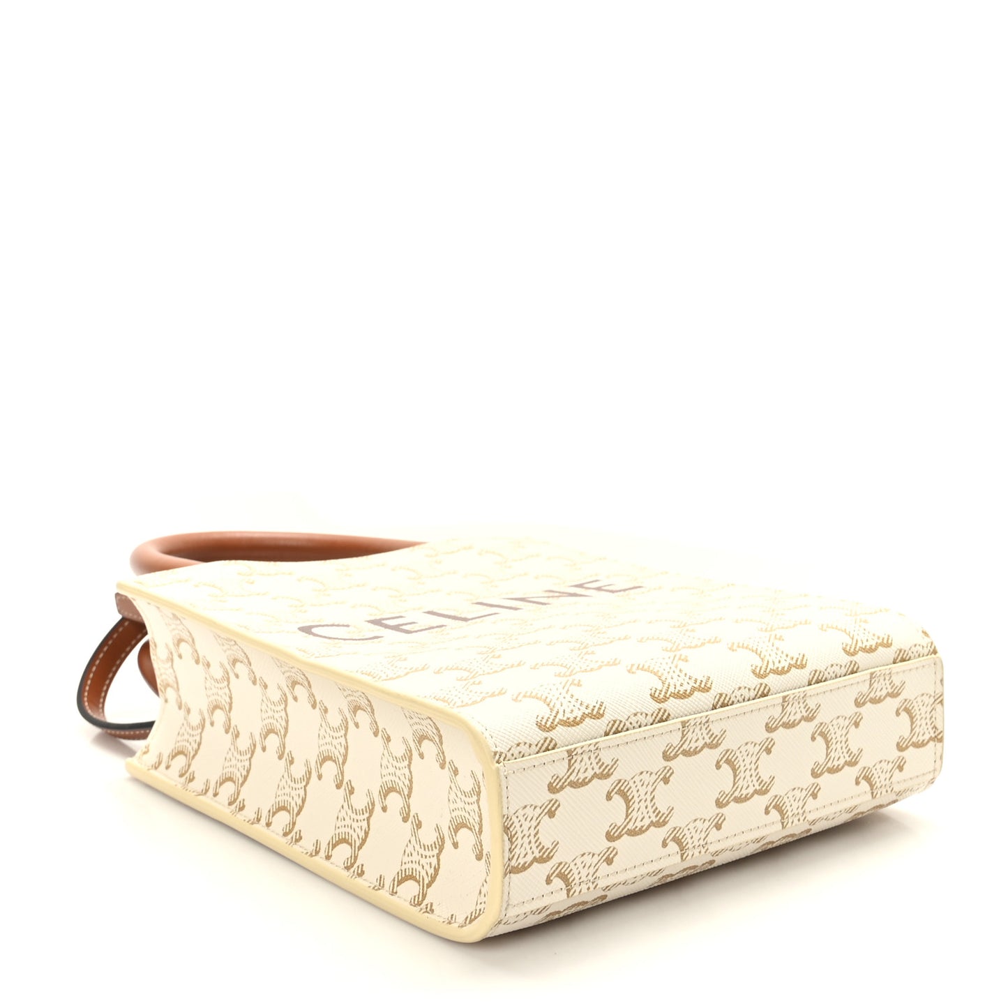 Triomphe Canvas Calfskin Mini Vertical Cabas White
