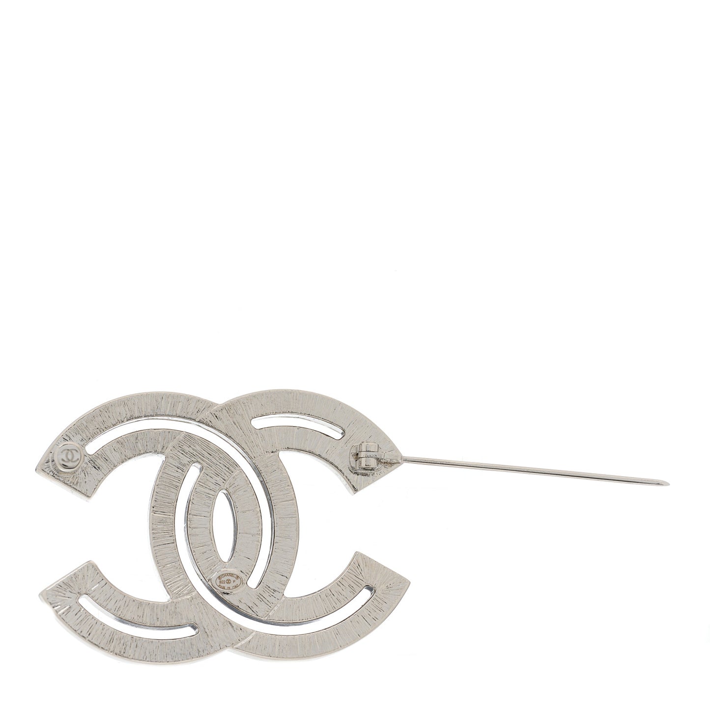 Baguette Crystal CC Brooch Silver