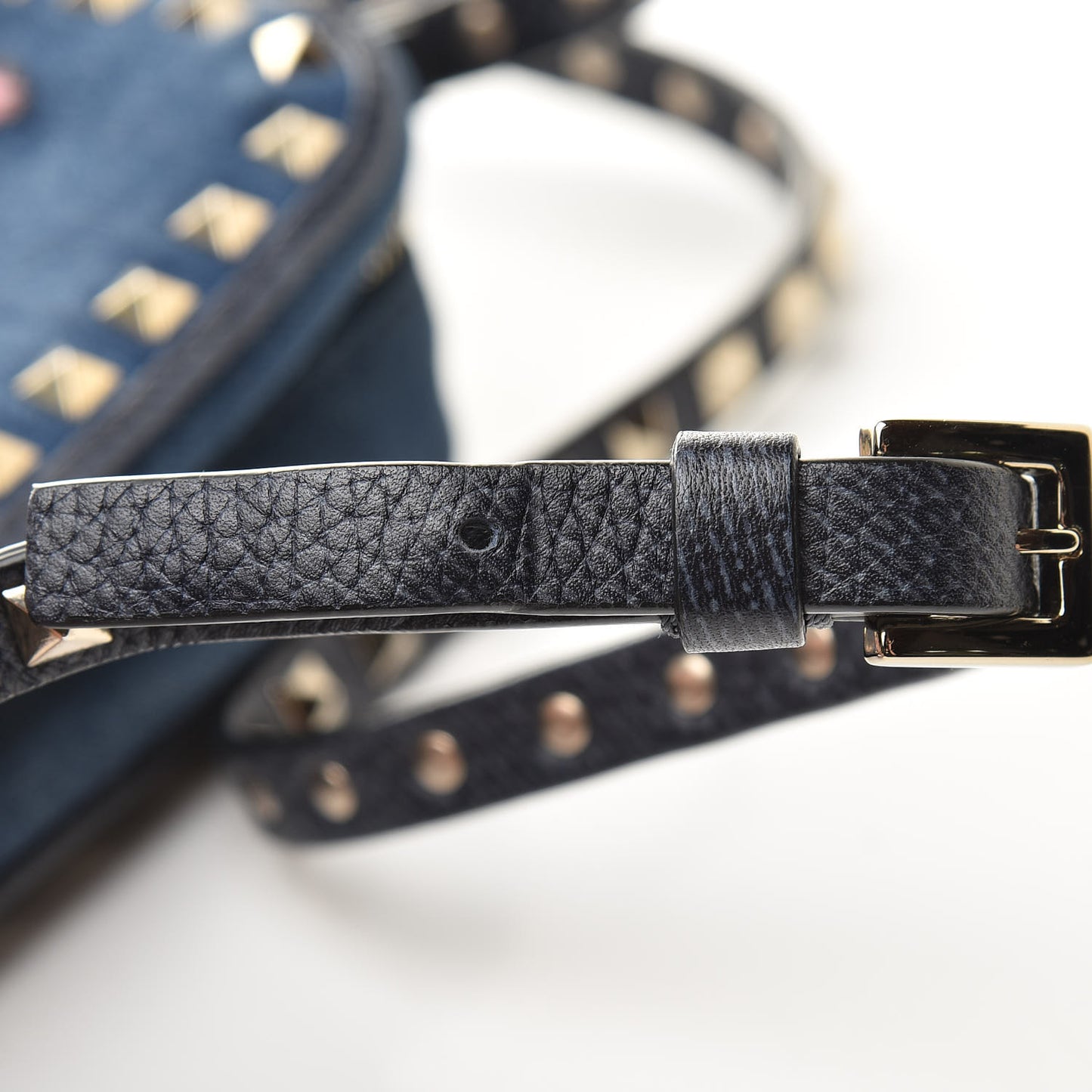 Denim Butterfly Embroidered Rockstud Camera Crossbody Bag Light Denim Multicolor