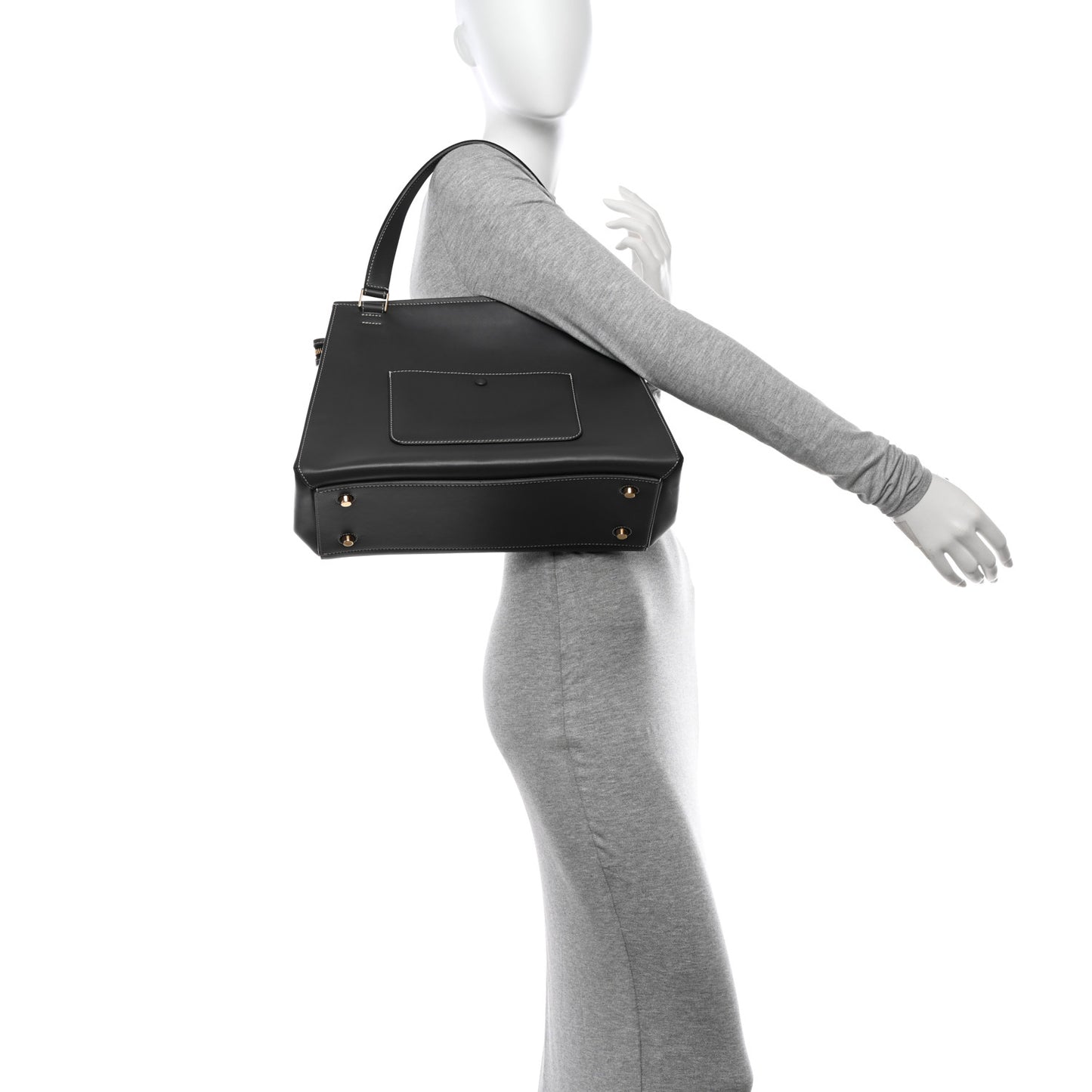 Smooth Calfskin Medium Edge Shoulder Bag Grey