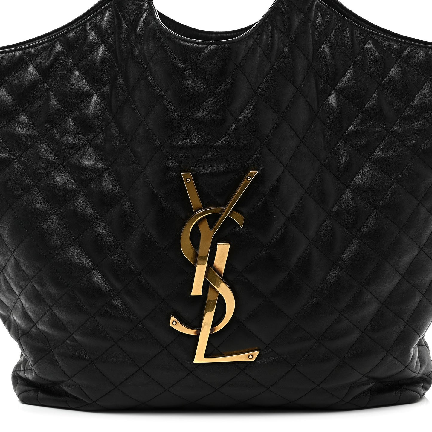 Lambskin Quilted Maxi Icare Shopping Tote Black