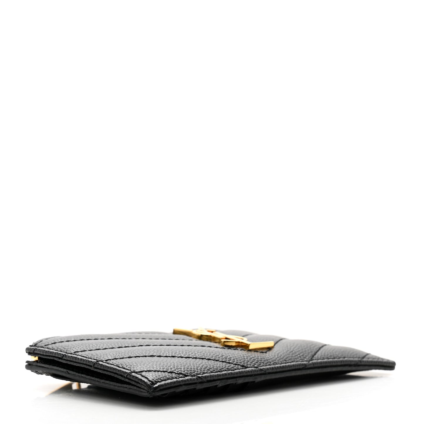 Grain De Poudre Matelasse Chevron Monogram Fragments Zippered Card Case Black