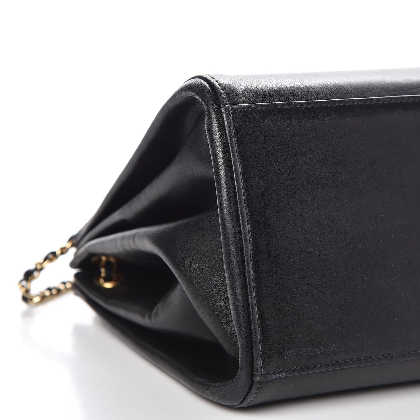 Lambskin Chocolate Bar Accordion Flap Black