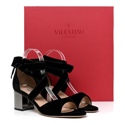 Valentino Garavani Velvet Ballet Fever Ankle Strap Sandals Heels 39.5 Black 11 of 11