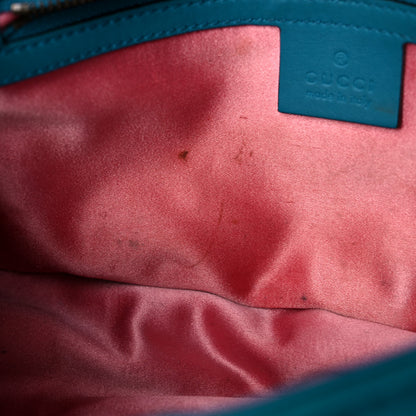 Gucci Velvet Matelasse Small GG Marmont Shoulder Bag Pavone Cyan 12 of 28