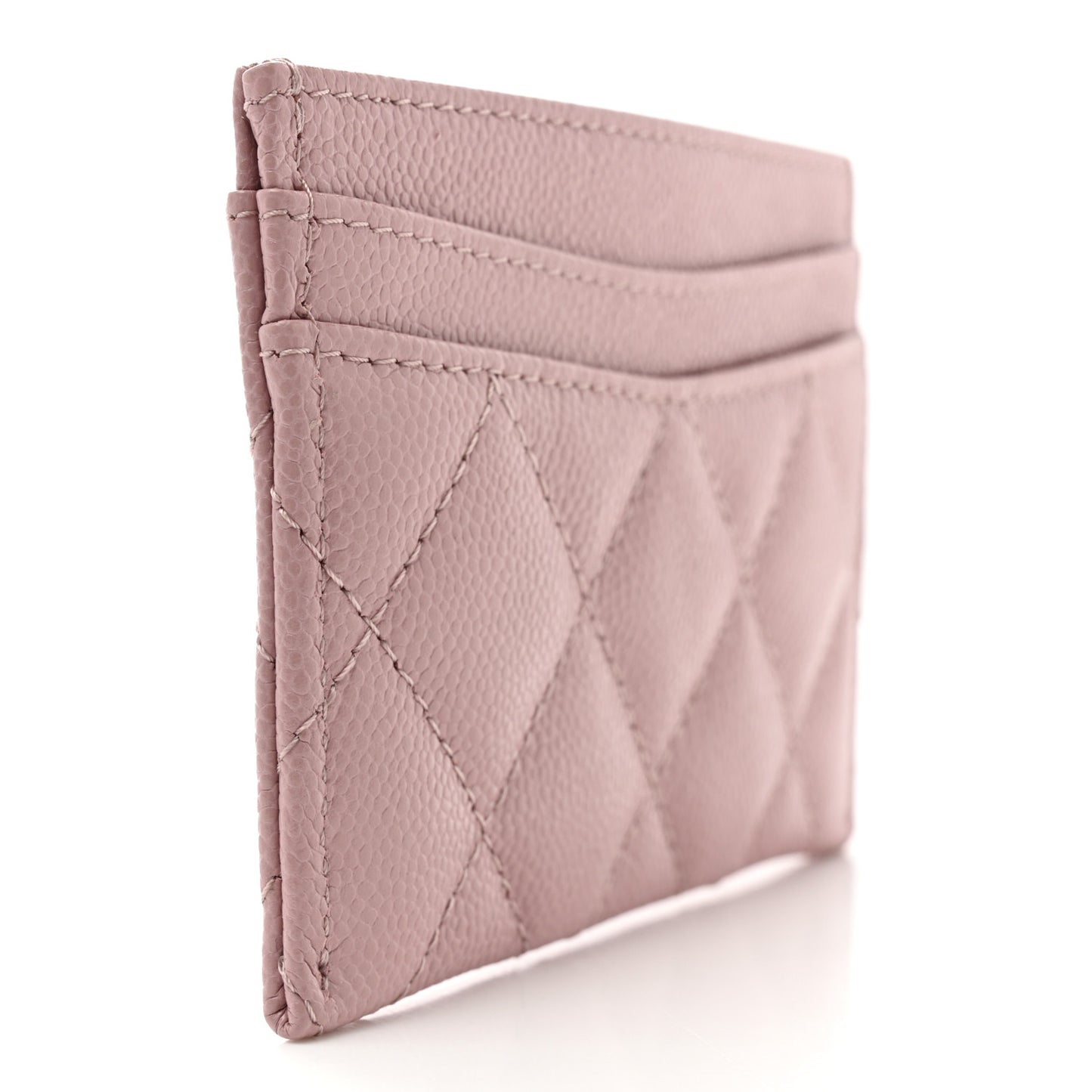 Caviar Quilted Card Holder Light Pink