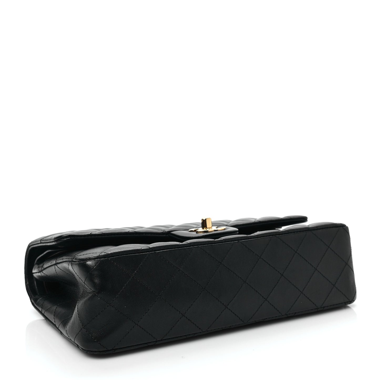 Lambskin Quilted Medium Double Flap Black