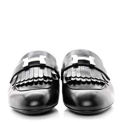 Hermes Goatskin Rivoli Mules 39 Black 2 of 11