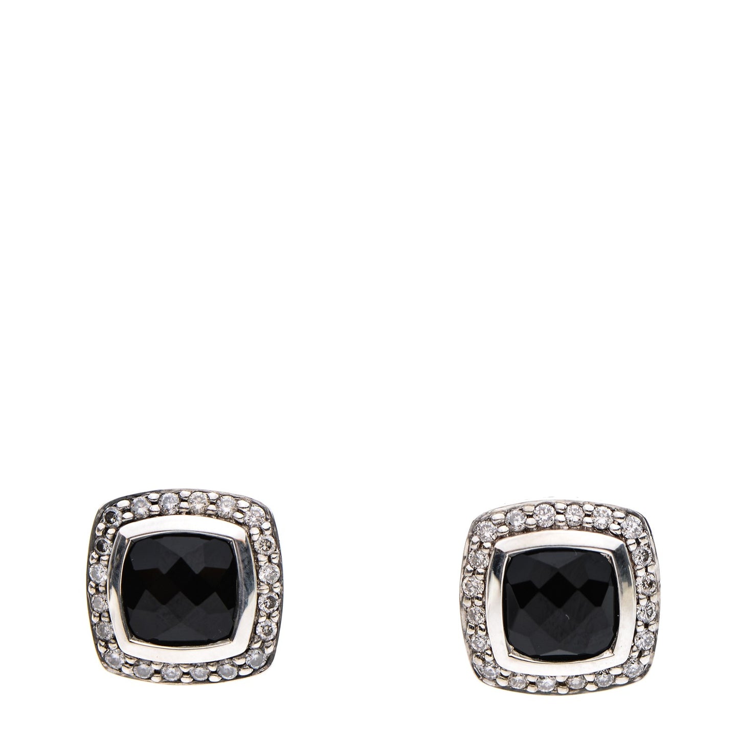Sterling Silver Diamond Black Onyx 7mm Albion Earrings