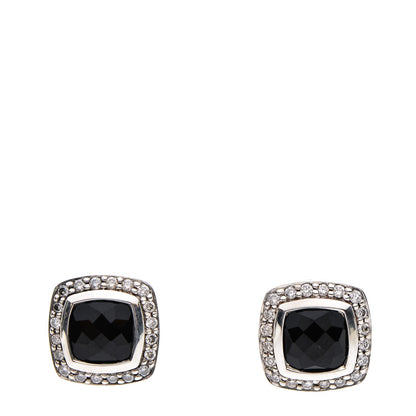 David Yurman Sterling Silver Diamond Black Onyx 7mm Albion Earrings 1 of 4