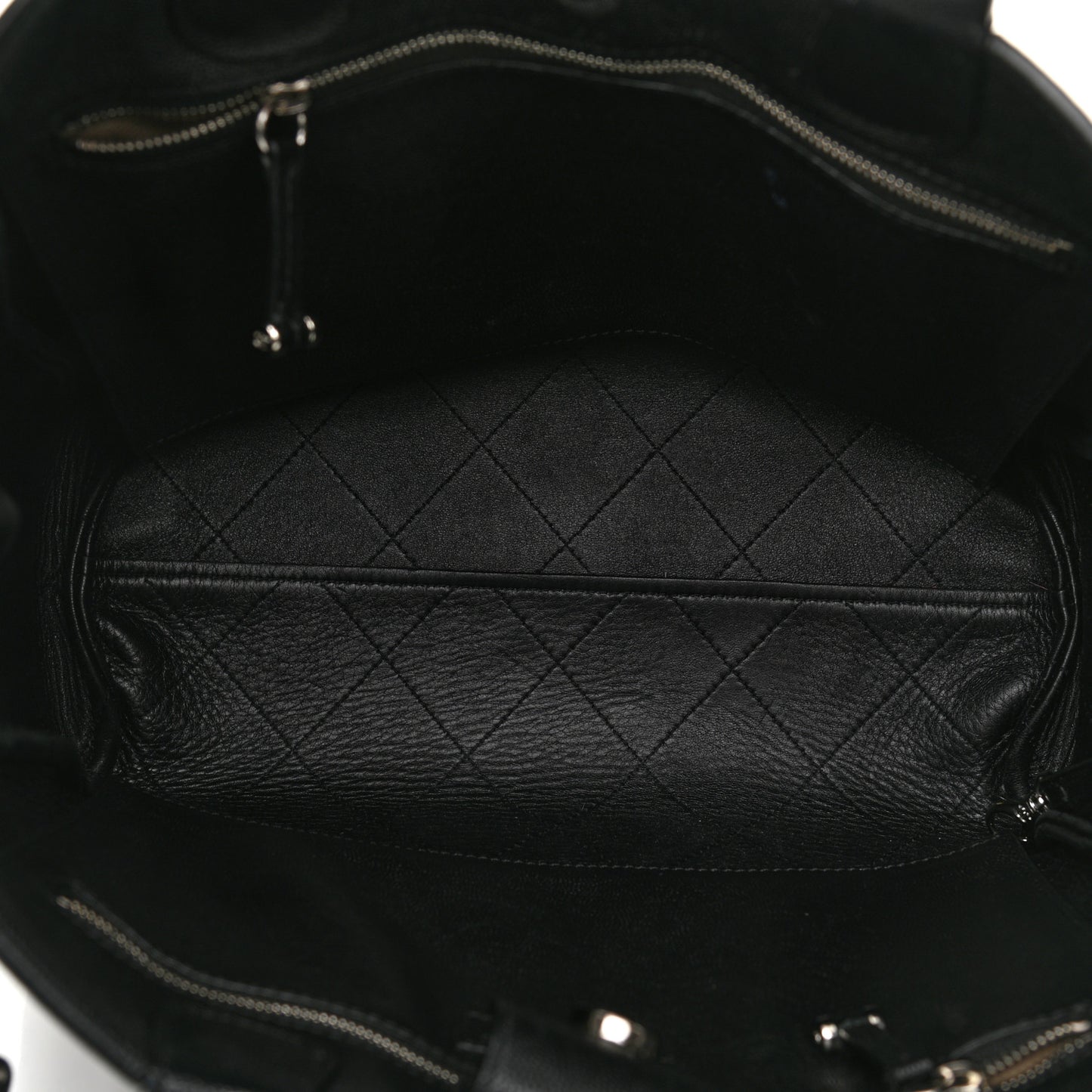 Caviar Stitched Medium Lady Coco Shopping Tote Black