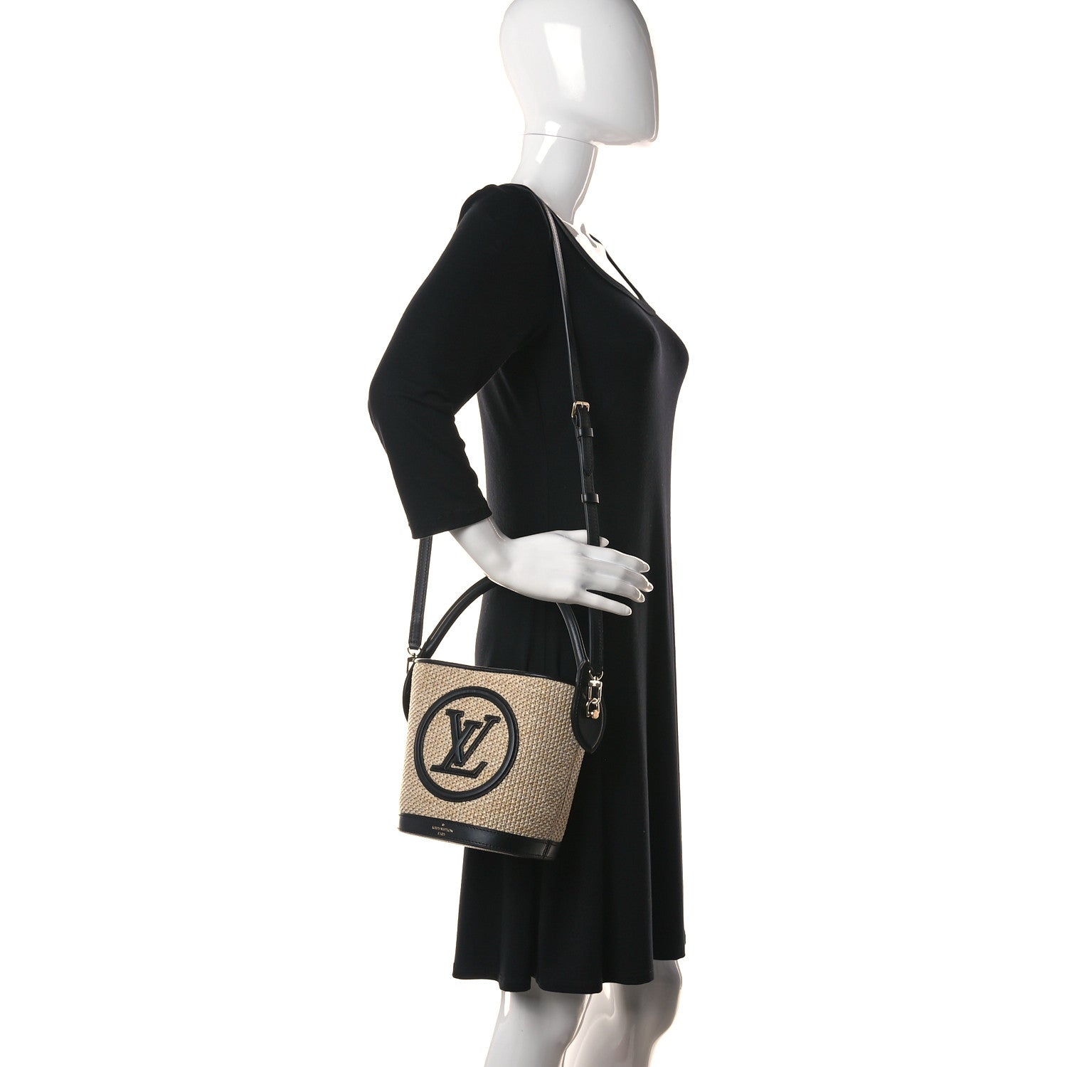Louis Vuitton Raffia Petit Bucket Black 2 of 9