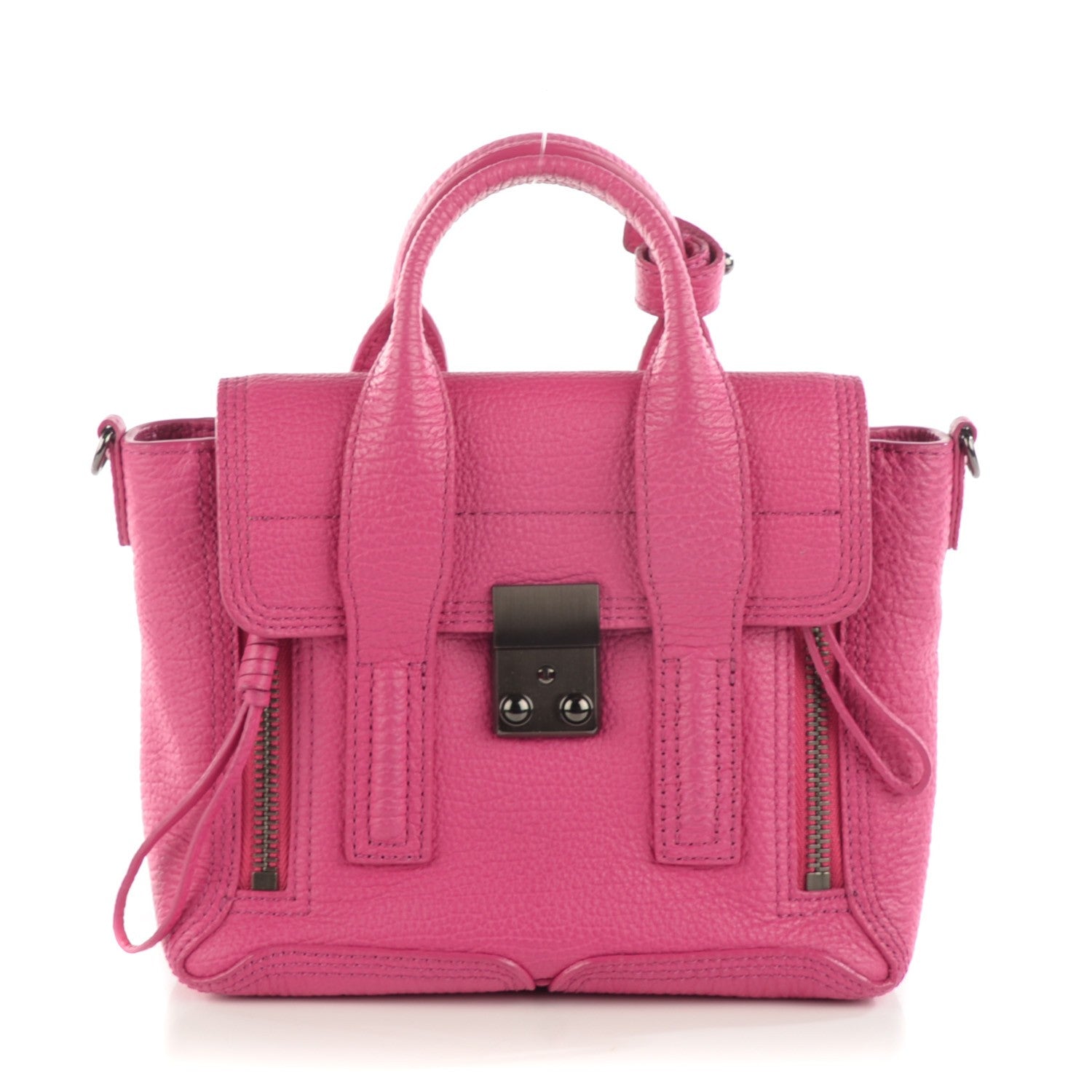 3.1 Phillip Lim 3.1 Textured Calfskin Mini Pashli Satchel Bright Fuchsia 1 of 7
