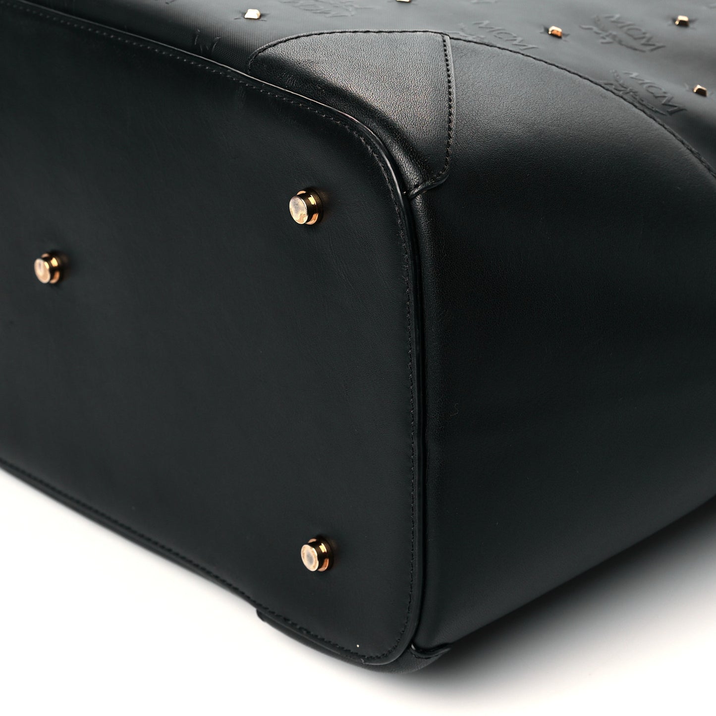 Coated Canvas Studded Shopper Tote Black