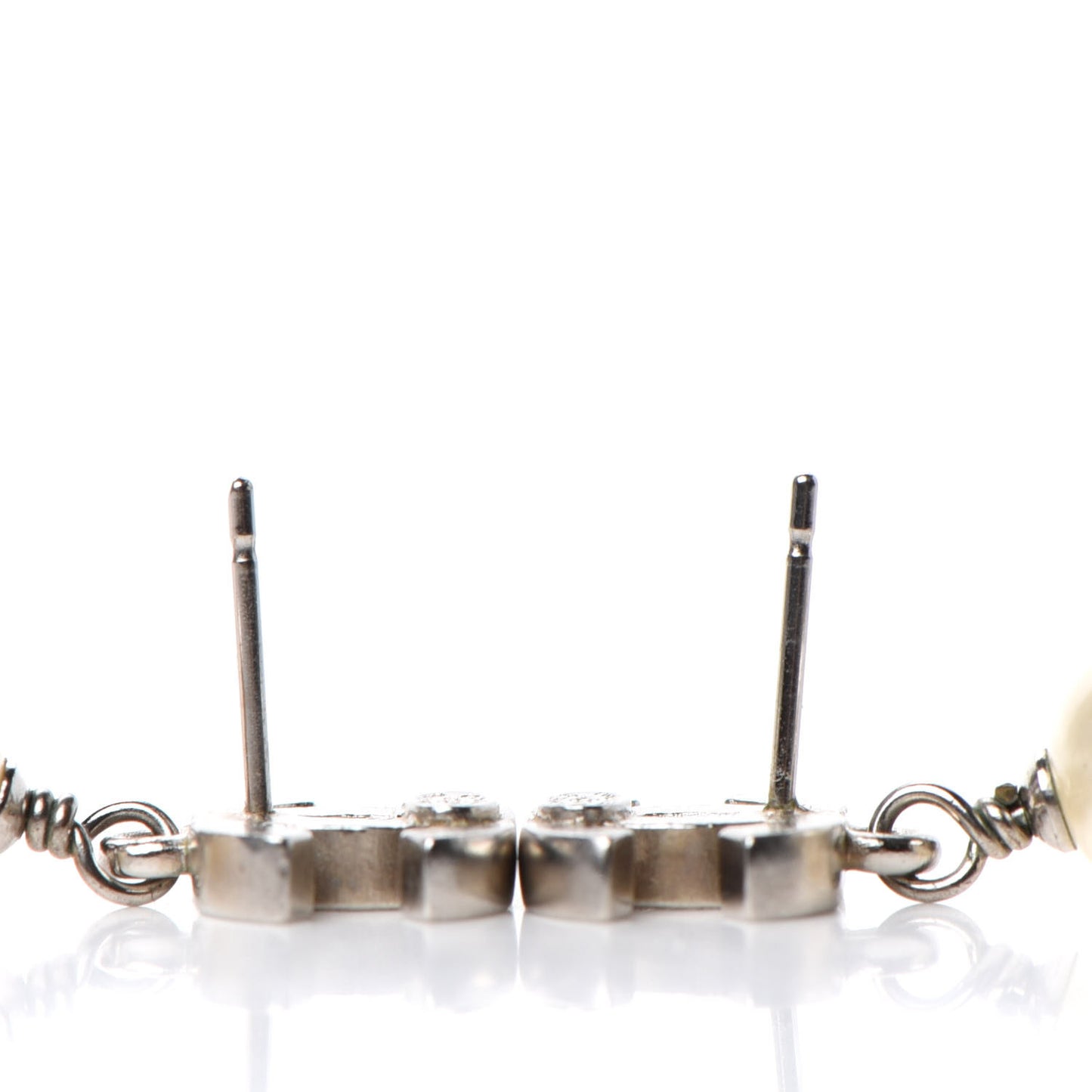 Pearl CC Drop Earrings Silver