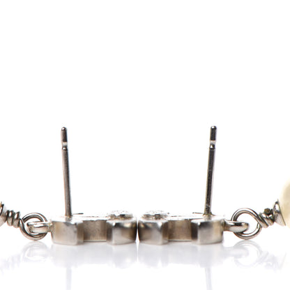 Chanel Pearl CC Drop Earrings Silver 3 of 4