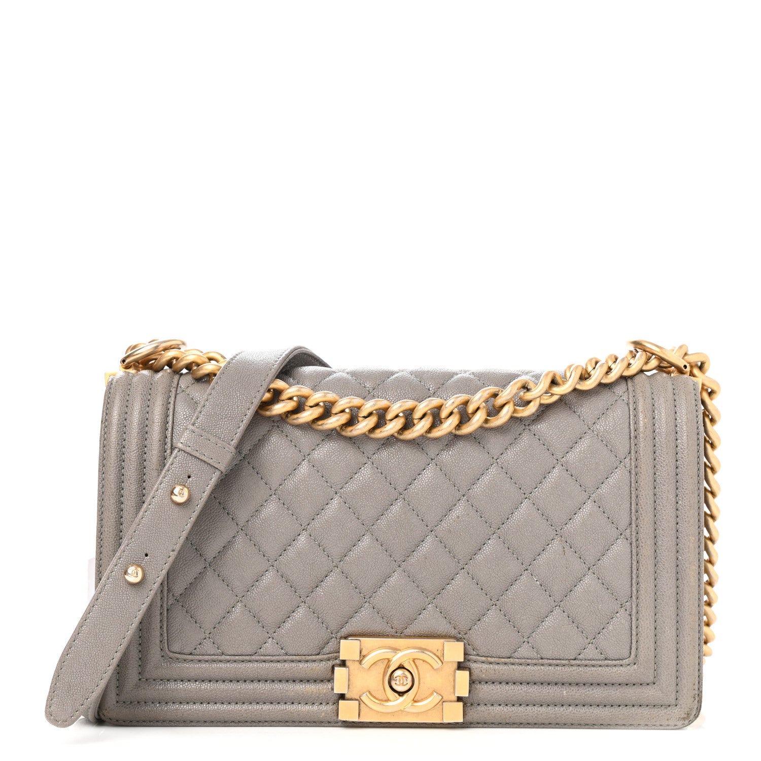Chanel Caviar Quilted Medium Boy Flap Light Grey 1 of 13