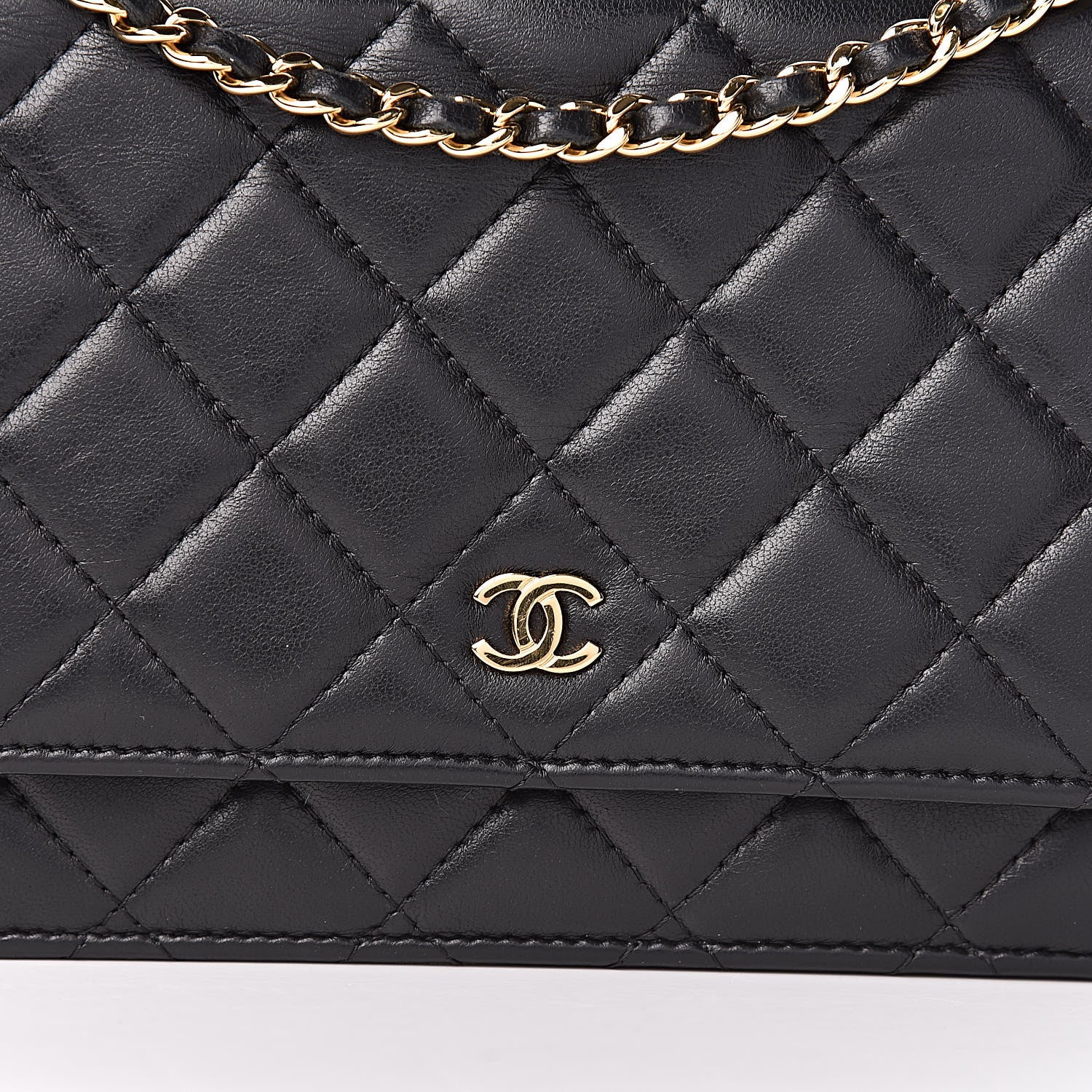 Chanel Lambskin Quilted Wallet On Chain WOC Black 14 of 14