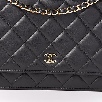 Chanel Lambskin Quilted Wallet On Chain WOC Black 14 of 14