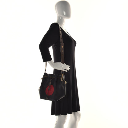 Fendi Vitello Century Matte F is Fendi Stamp Patch Bi-Color Grande Mon Tresor Bucket Bag Black Maya Fragola 2 of 12