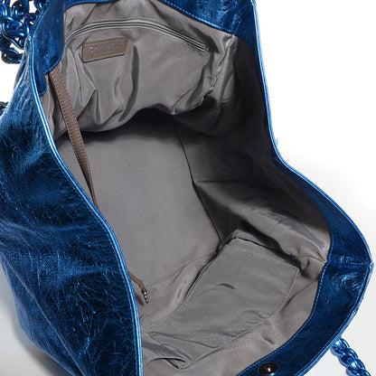 Chanel Metallic Cracked Calfskin Modern Chain Tote Blue 5 of 7