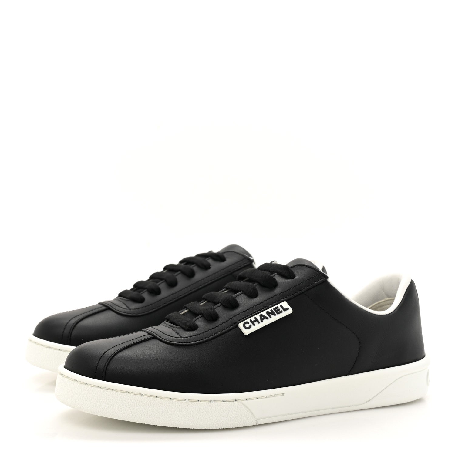 Chanel Calfskin CC Womens Sneakers 36.5 Black 4 of 9
