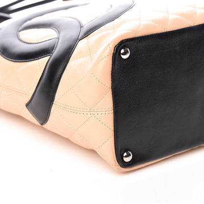 Chanel Calfskin Quilted Medium Cambon Tote Beige Black 8 of 9