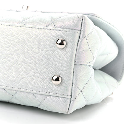 Chanel Iridescent Caviar Quilted Mini Coco Handle Flap Light Blue 10 of 11