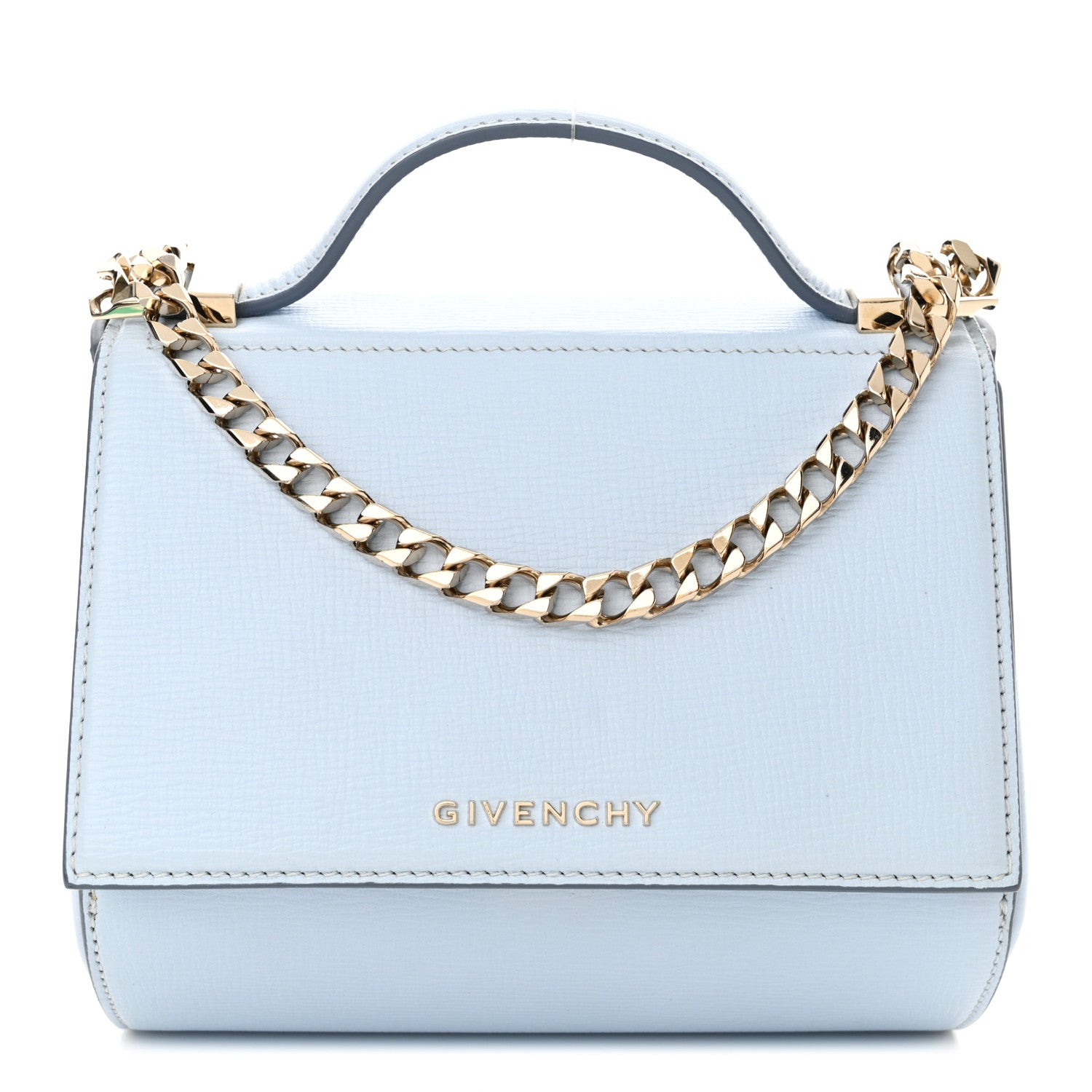 Givenchy Textured Calfskin Mini Pandora Box Chain Crossbody Bag Pale Blue 1 of 12