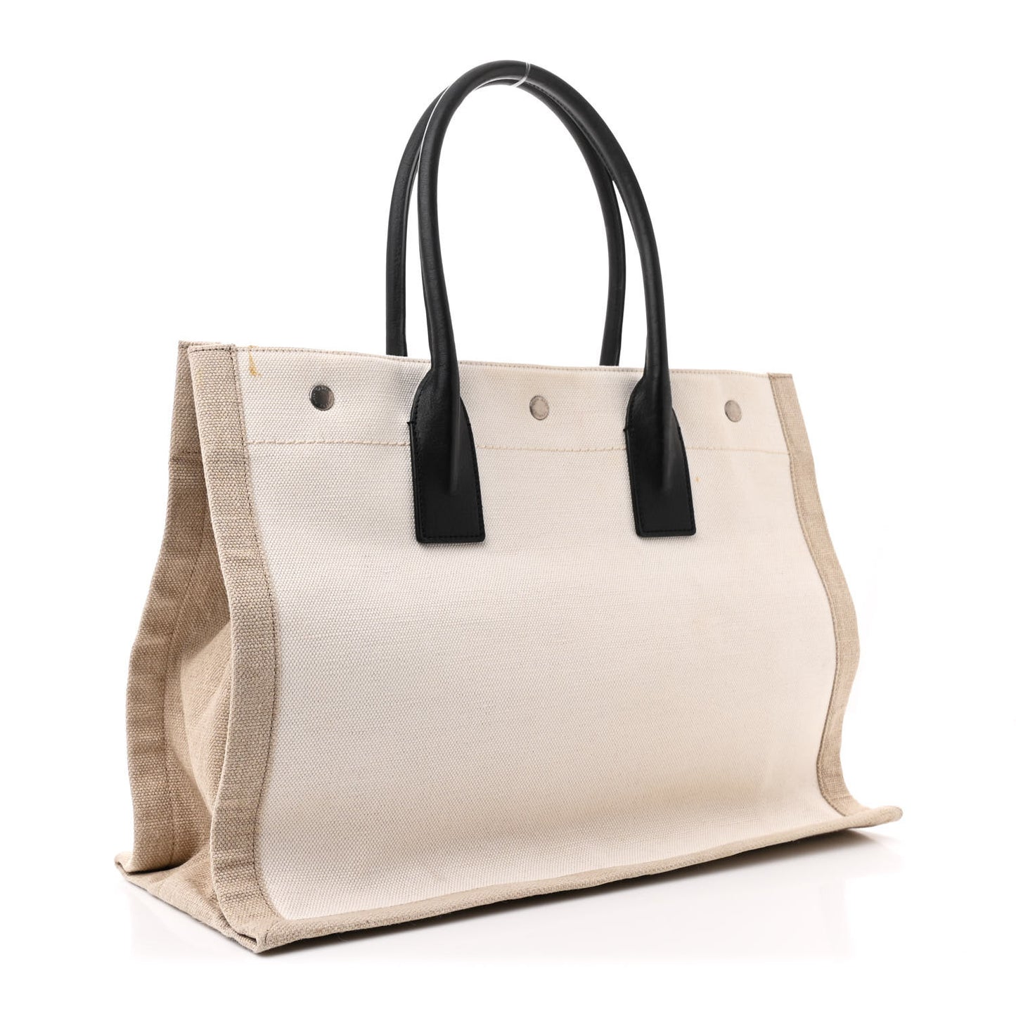 Linen Calfskin Small Rive Gauche Tote Greggio Natural