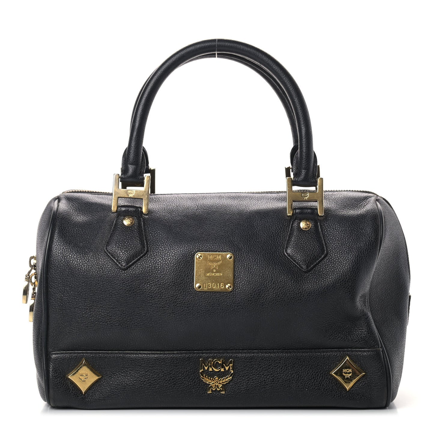 Grained Calfskin Boston Bag