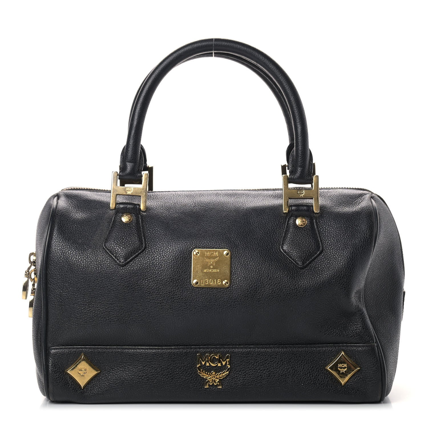 MCM Grained Calfskin Boston Bag 1 of 14