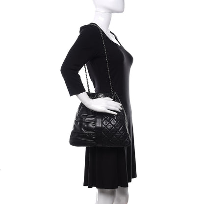 Chanel Lambskin Quilted Pile Ou Face Drawstring Bag Black 2 of 10