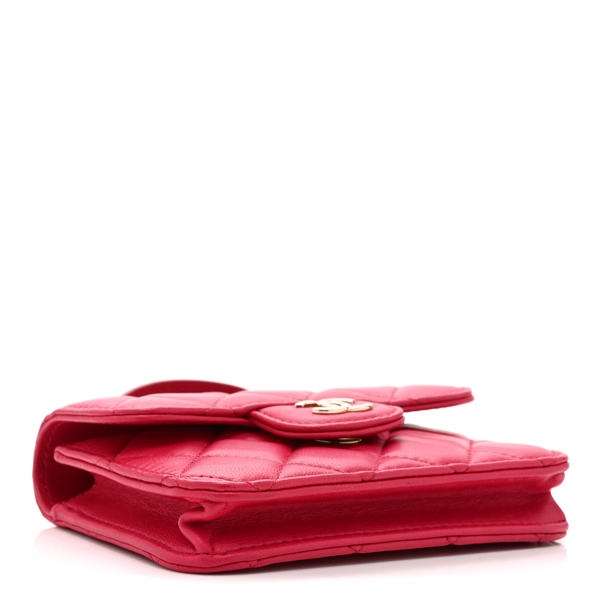 Chanel Lambskin Quilted Top Handle Flap Coin Purse With Chain Dark Pink 4 of 12