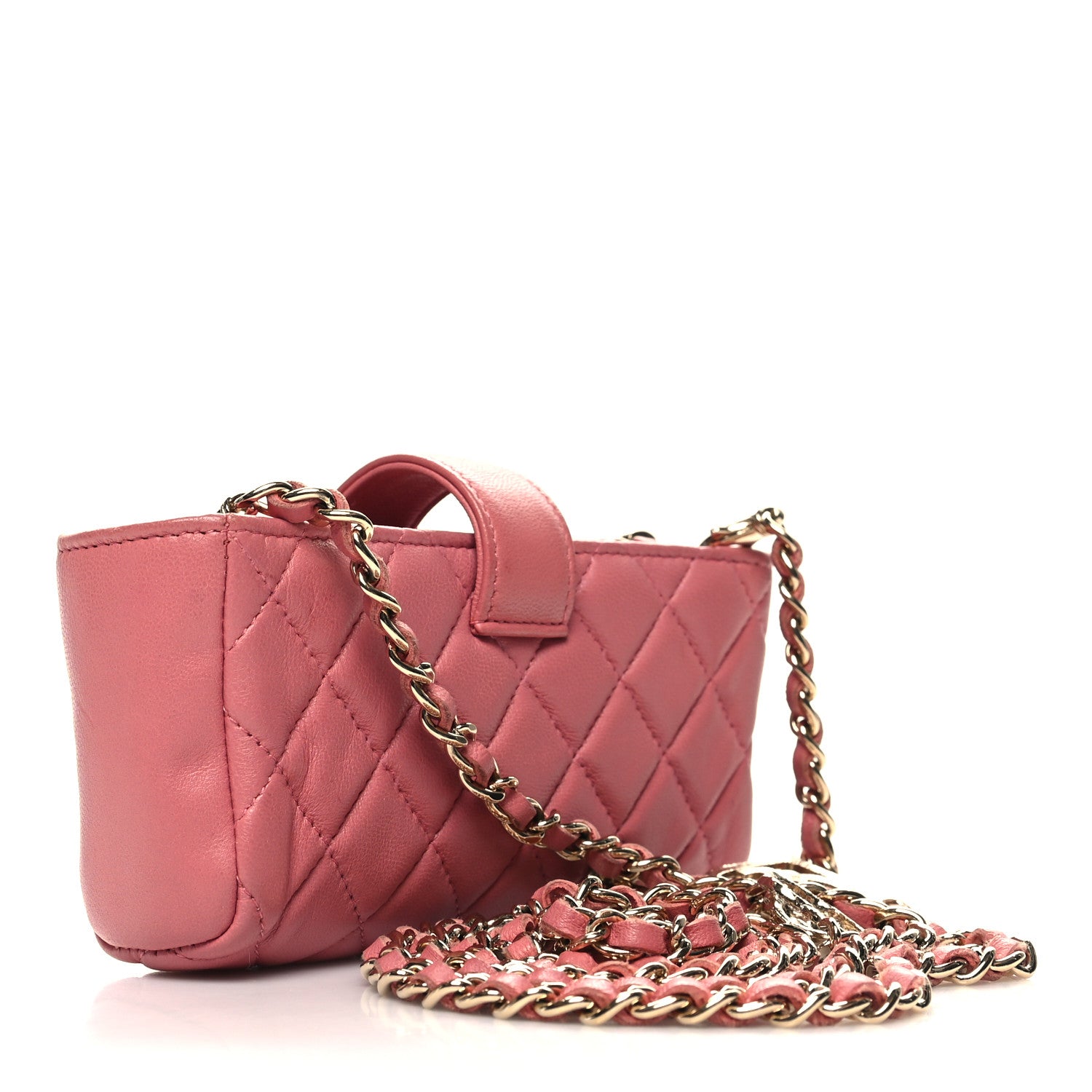 Chanel Lambskin Quilted Valentine Charms Mini Phone Holder Crossbody Pink 3 of 12