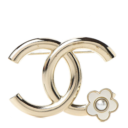 Chanel Metal CC Camellia Brooch Light Gold 1 of 6