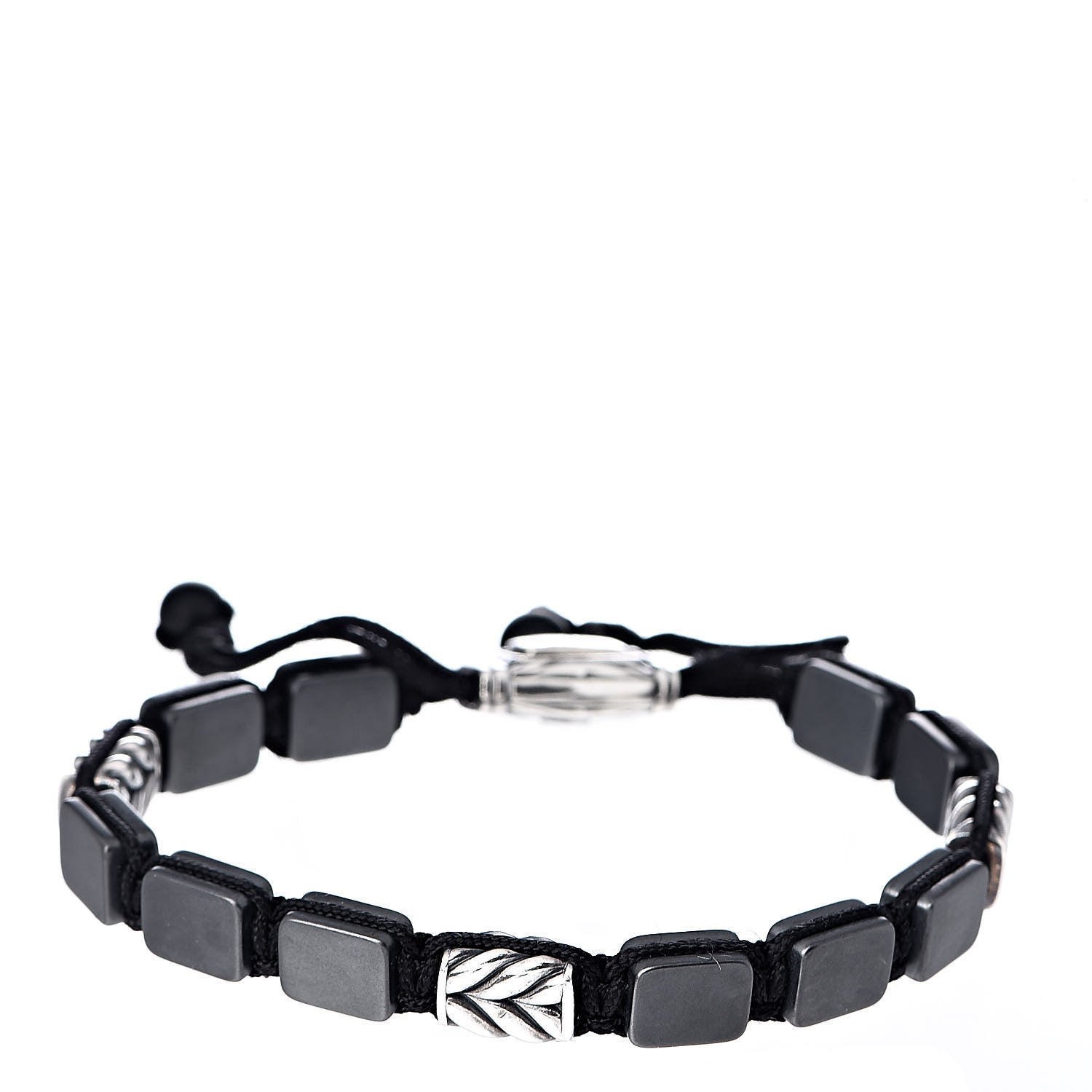 David Yurman Sterling Silver Titanium Chevron Tile Station Bracelet 1 of 4