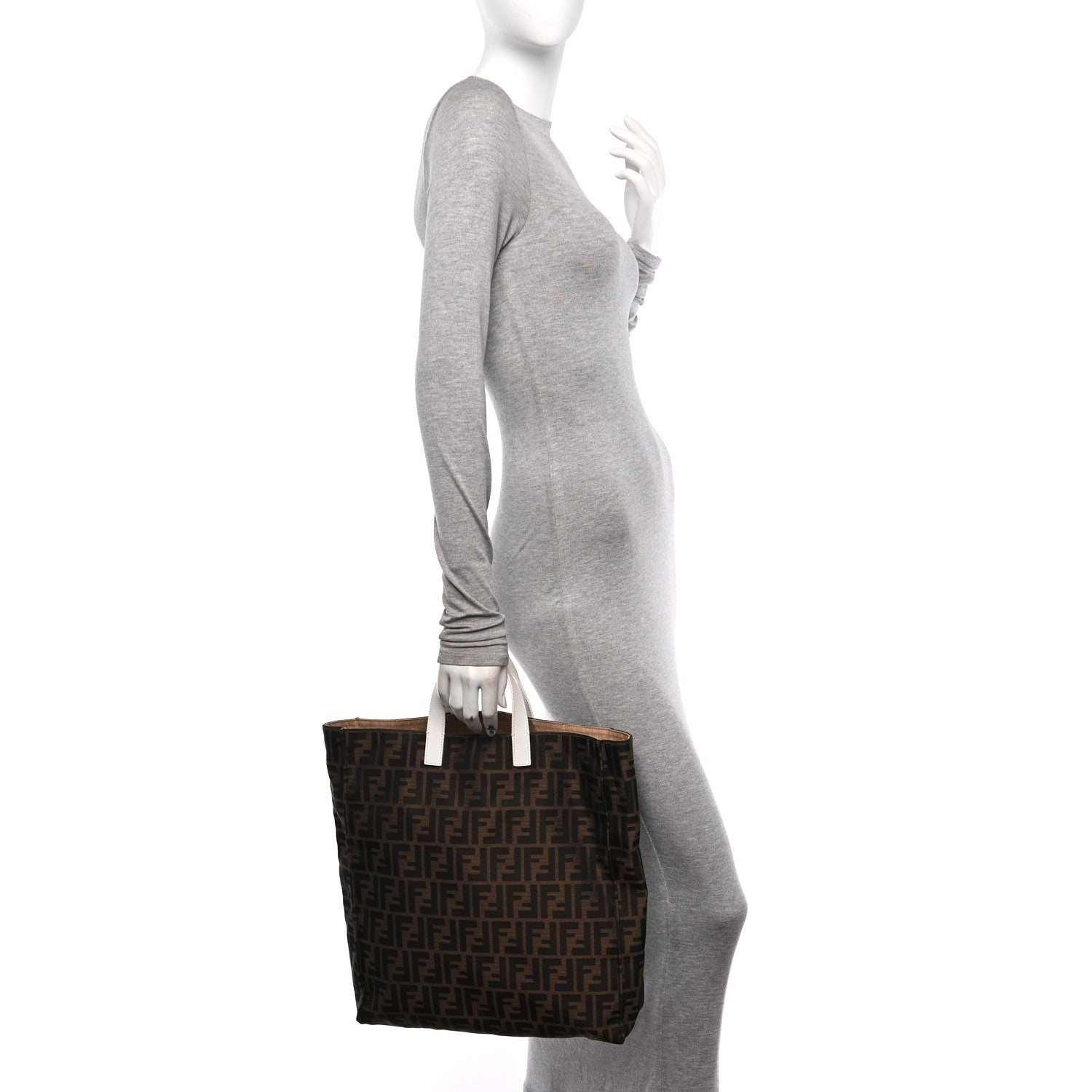 Fendi Zucca Special Shopping Tote Tobacco White 2 of 10