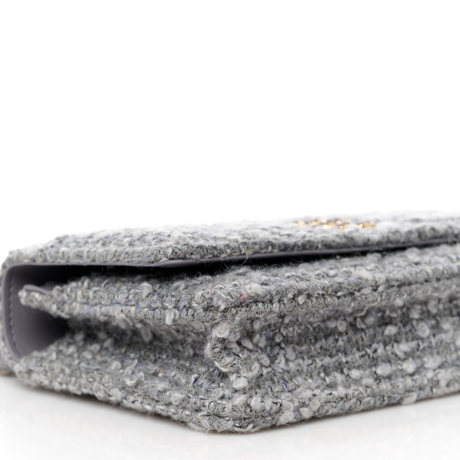 Chanel Wool Tweed Lambskin Quilted Chanel 19 Wallet On Chain WOC Grey 10 of 12