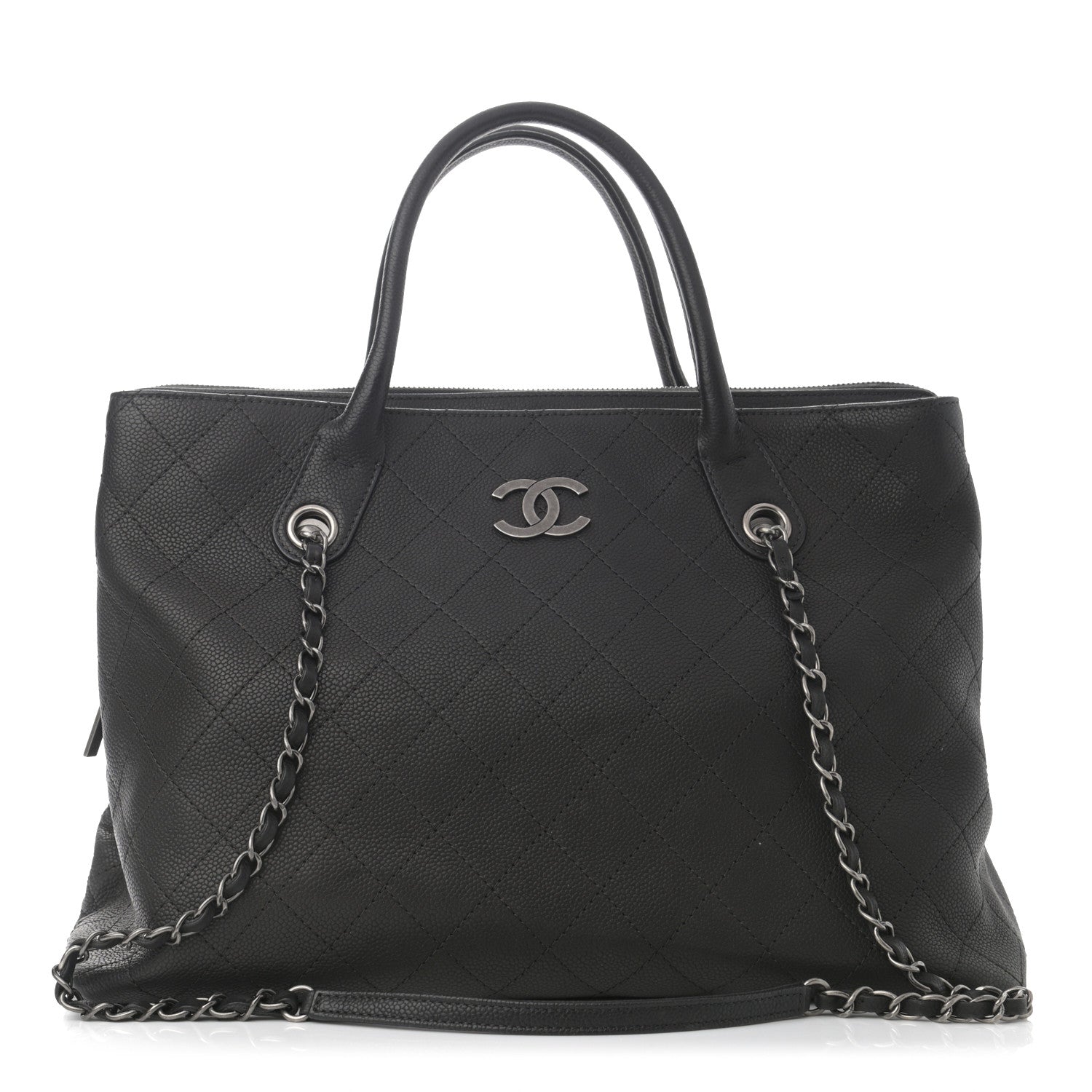 Chanel Grained Vegetal Calfskin Urban Shopping Tote Black 1 of 14