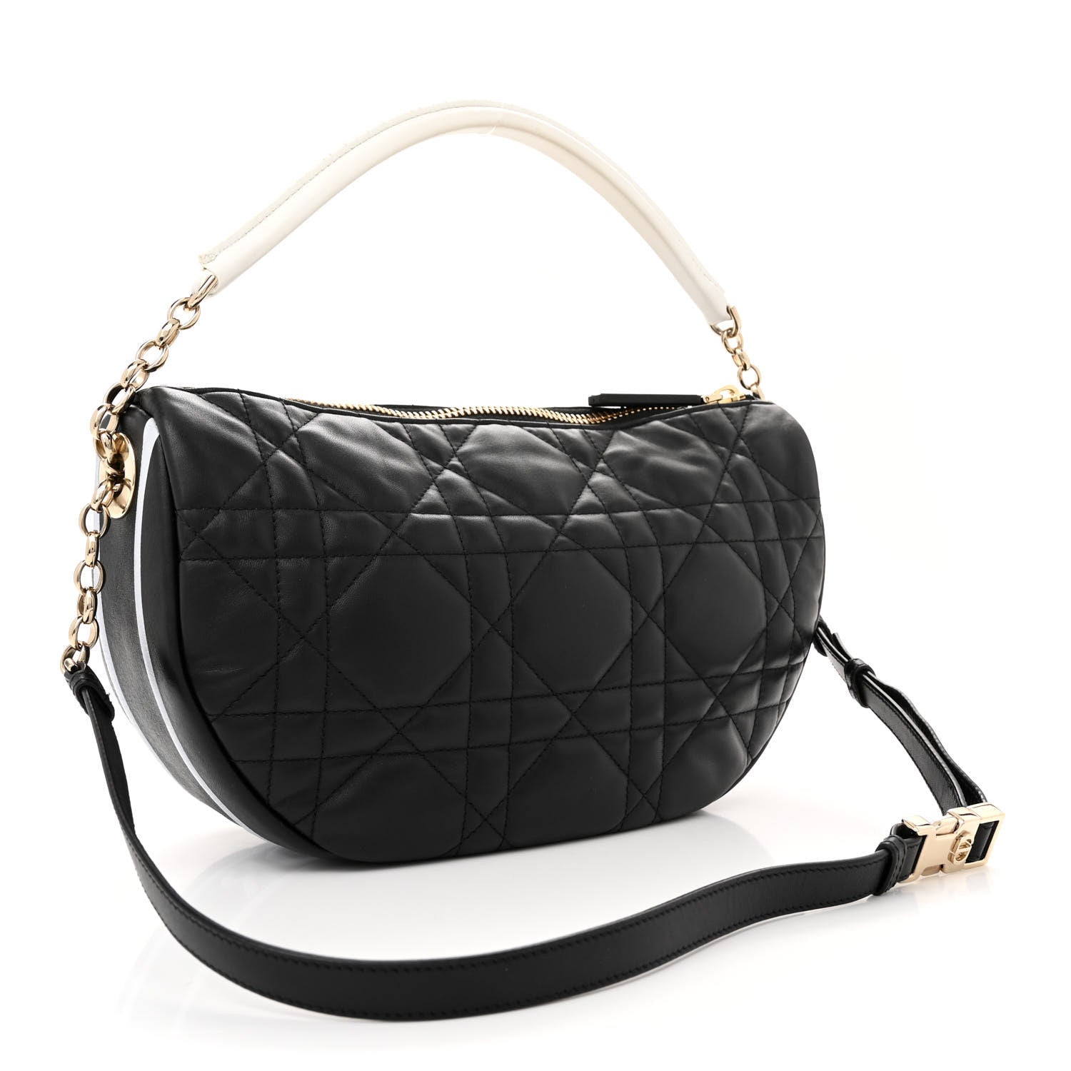 Christian Dior Lambskin Cannage Medium Dior Vibe Hobo Bag Black 3 of 12