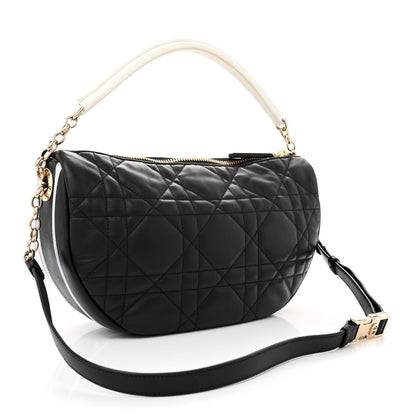 Christian Dior Lambskin Cannage Medium Dior Vibe Hobo Bag Black 3 of 12