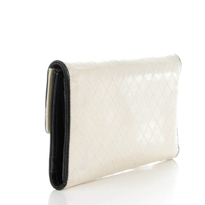 Chanel Calfskin Diamond Stitched Long Flap Wallet White 3 of 9